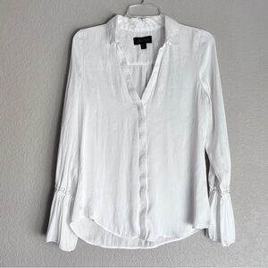 Truth White V-Neck Long-Sleeve Lightweight Blouse S